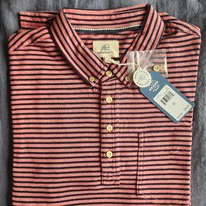 NWT Surfside Supply Co. Men's Stripe Polo / MED / RED HEATHER